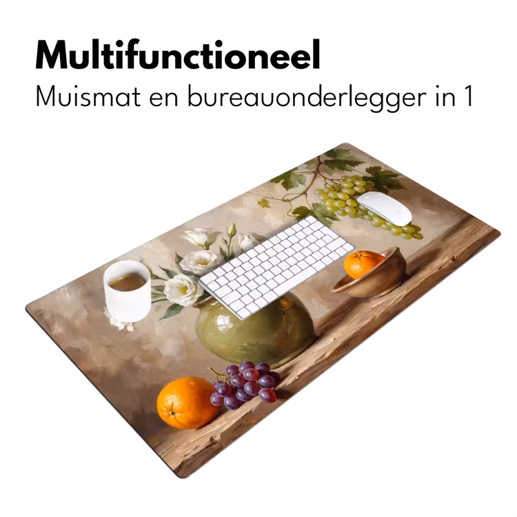 Desk Mat - Flowers - Fruit - Still Life - Bloemen - Fruit - Stilleven Muismat XXL klein