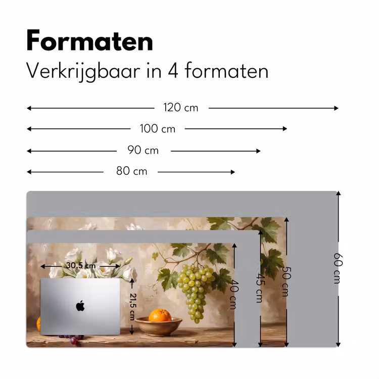 Desk Mat - Flowers - Fruit - Still Life - Bloemen - Fruit - Stilleven Muismat XXL klein