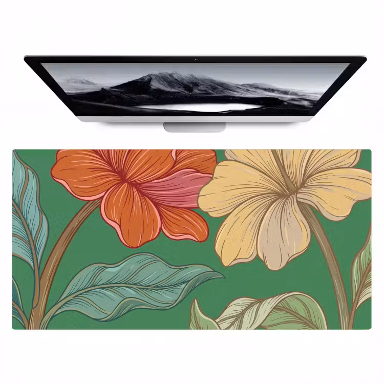 Desk Mat - Flowers - Greenery - Illustration - Bloemen - Groen - Illustratie Muismat XXL klein