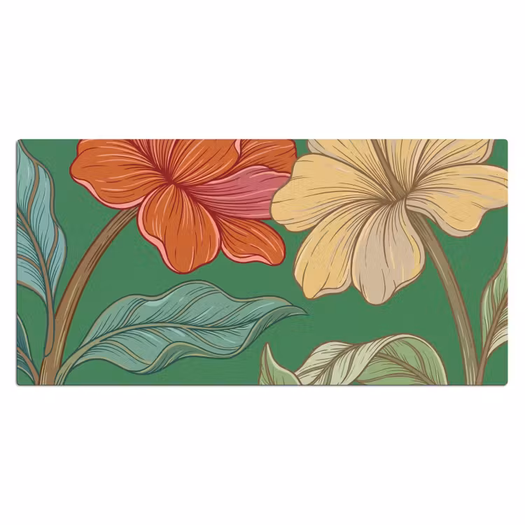 Desk Mat - Flowers - Greenery - Illustration - Bloemen - Groen - Illustratie Muismat XXL klein