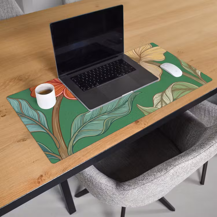 Desk Mat - Flowers - Greenery - Illustration - Bloemen - Groen - Illustratie Muismat XXL klein
