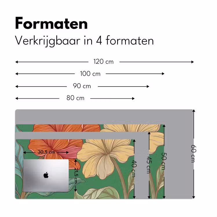 Desk Mat - Flowers - Greenery - Illustration - Bloemen - Groen - Illustratie Muismat XXL klein