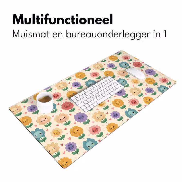 Bloemen - Hartjes - Kleurrijk Muismat XXL klein 681 -sfeer4