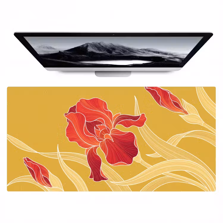 Desk Mat - Flowers - Illustration - Red - Bloemen - Illustratie - Rood Muismat XXL klein