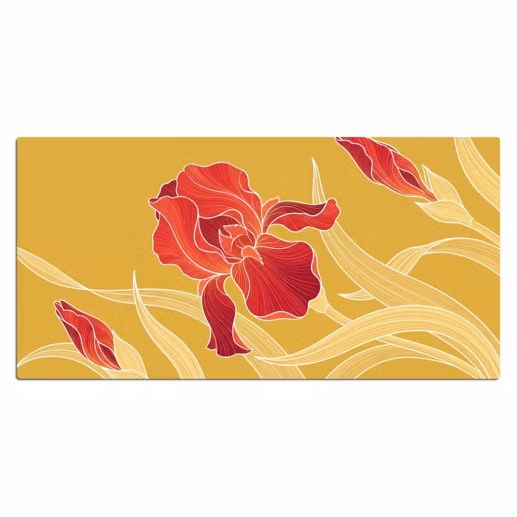 Desk Mat - Flowers - Illustration - Red - Bloemen - Illustratie - Rood Muismat XXL klein