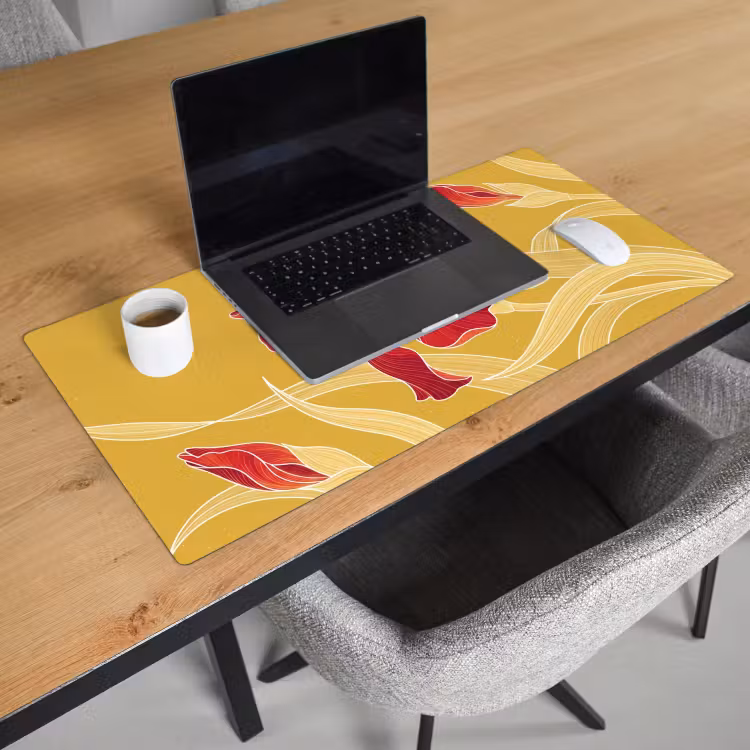 Desk Mat - Flowers - Illustration - Red - Bloemen - Illustratie - Rood Muismat XXL klein