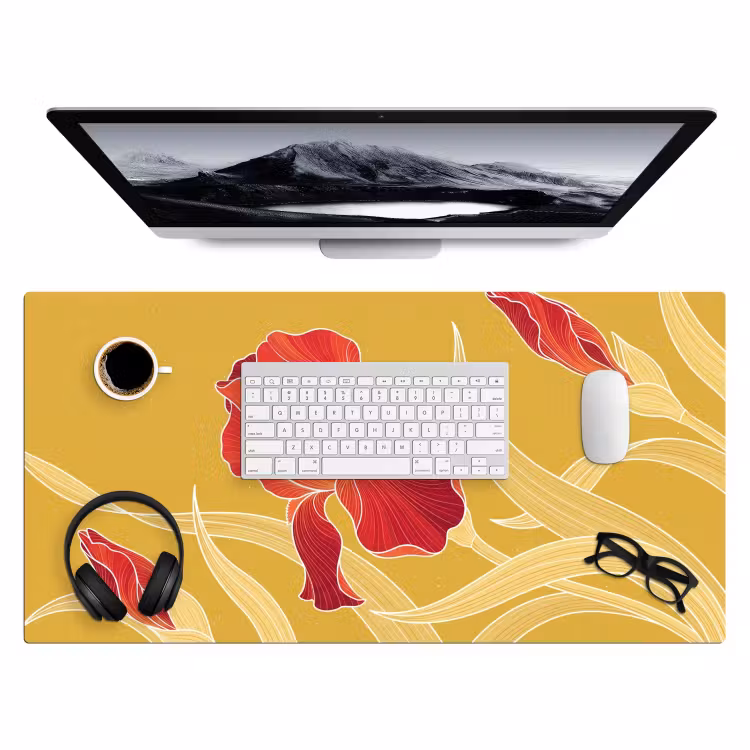 Desk Mat - Flowers - Illustration - Red - Bloemen - Illustratie - Rood Muismat XXL klein