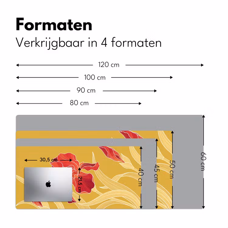 Desk Mat - Flowers - Illustration - Red - Bloemen - Illustratie - Rood Muismat XXL klein