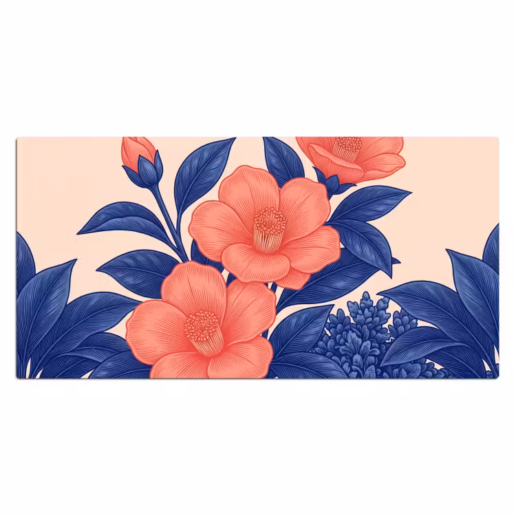 Desk Mat - Flowers - Leaves - Botanical - Bloemen - Bladeren - Botanisch Muismat XXL klein