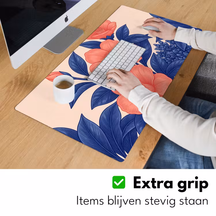 Desk Mat - Flowers - Leaves - Botanical - Bloemen - Bladeren - Botanisch Muismat XXL klein