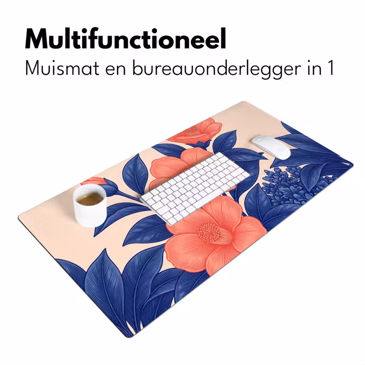 Desk Mat - Flowers - Leaves - Botanical - Bloemen - Bladeren - Botanisch Muismat XXL klein