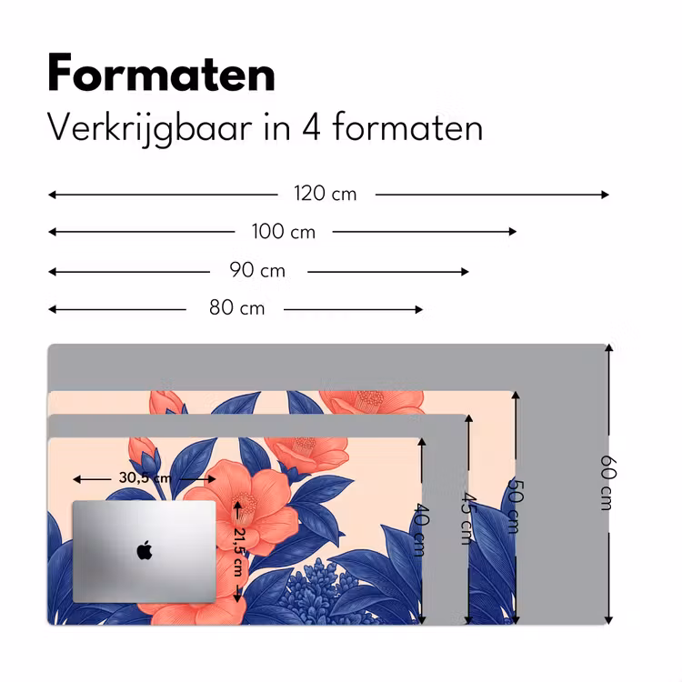 Desk Mat - Flowers - Leaves - Botanical - Bloemen - Bladeren - Botanisch Muismat XXL klein