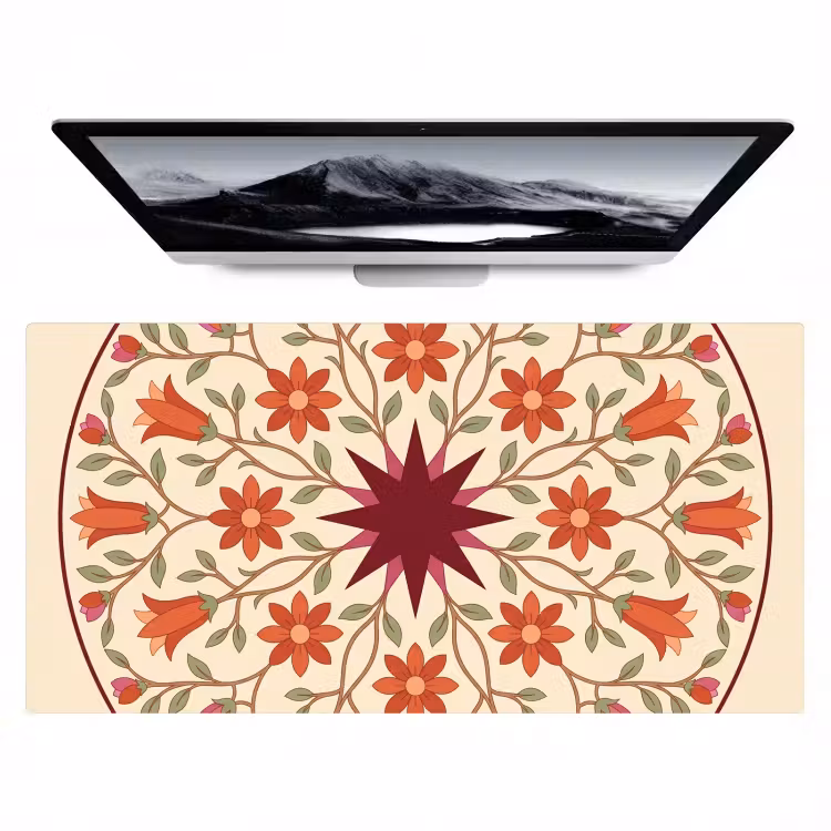 Bloemen - Mandala - Decoratief - Rood Muismat XXL klein -zzz3d