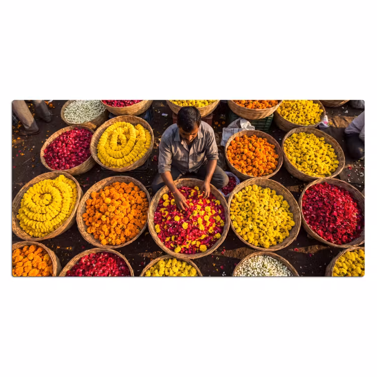 Desk Mat - Flowers - Market - Colorful - Bloemen - Markt - Kleurrijk Muismat XXL klein