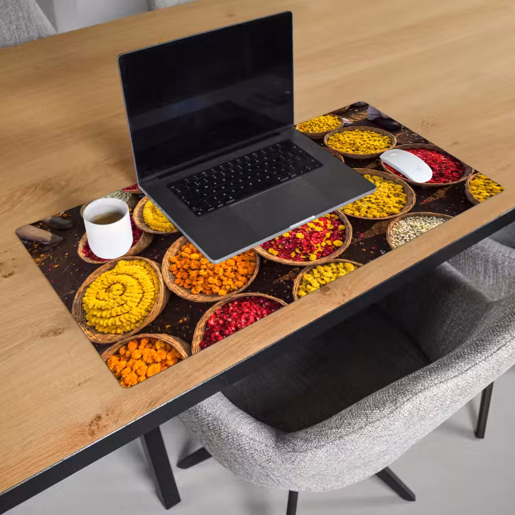 Desk Mat - Flowers - Market - Colorful - Bloemen - Markt - Kleurrijk Muismat XXL klein
