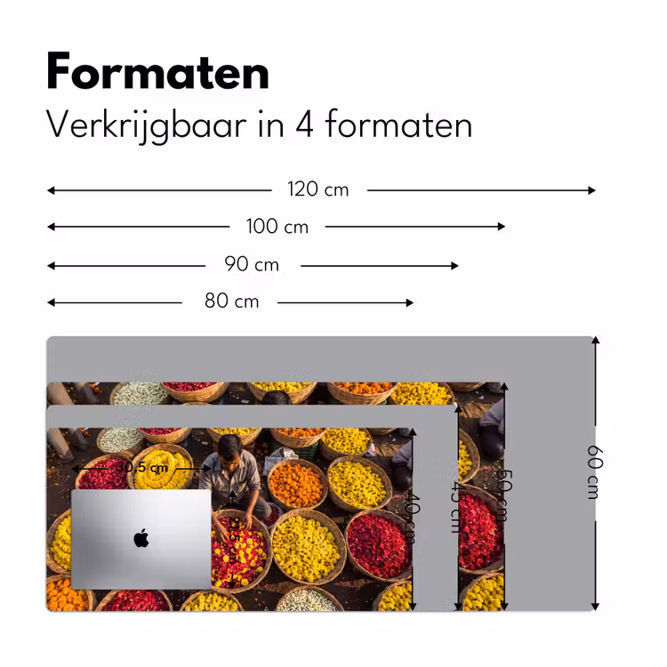 Desk Mat - Flowers - Market - Colorful - Bloemen - Markt - Kleurrijk Muismat XXL klein