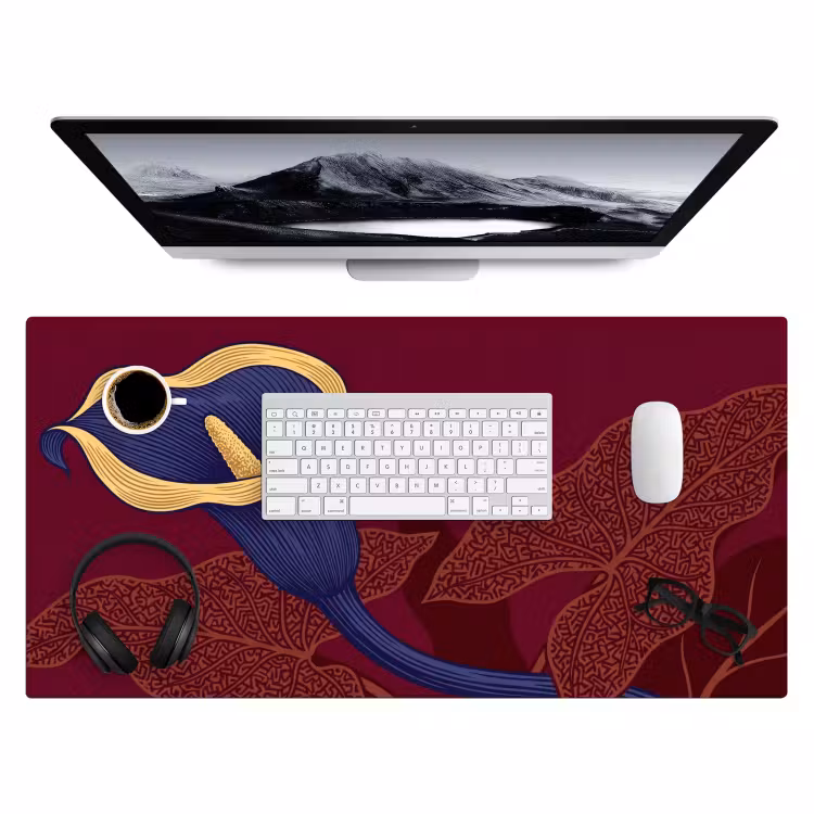Desk Mat - Flowers - Modern - Purple - Bloemen - Modern - Paars Muismat XXL klein