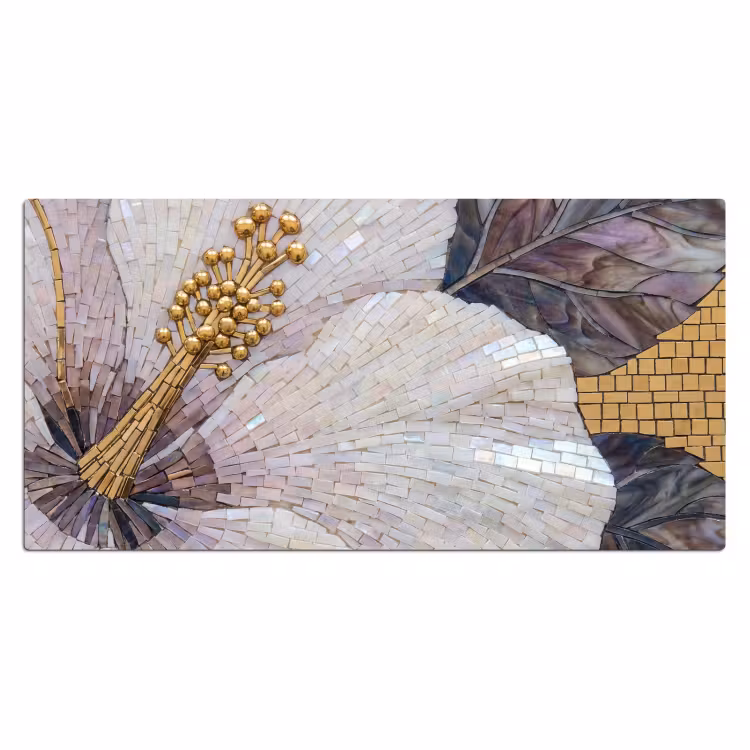 Bloemen - Mozaïek - Kunst - Modern - Goud Muismat XXL klein -3d_leeg