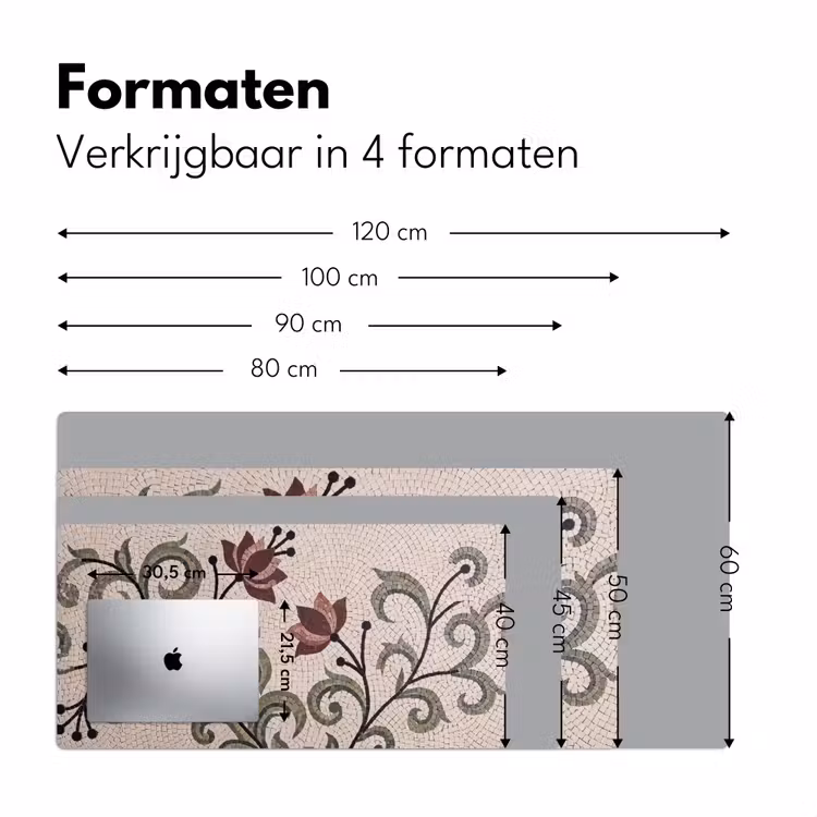 Bloemen - Mozaïek - Patroon - Abstract - Groen Muismat XXL klein -sfeer5