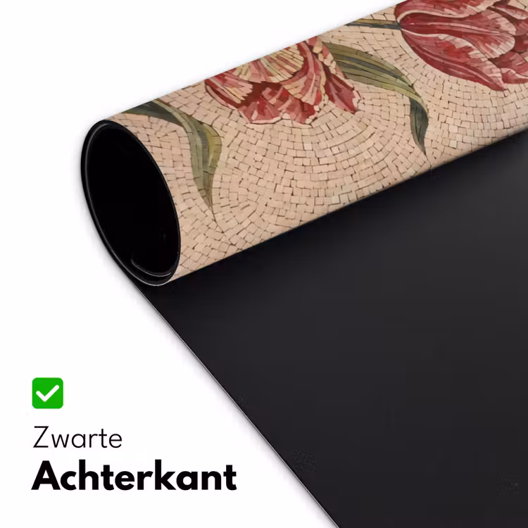 Bloemen - Mozaïek - Rood - Groen - Kunst Muismat XXL klein -sfeer2