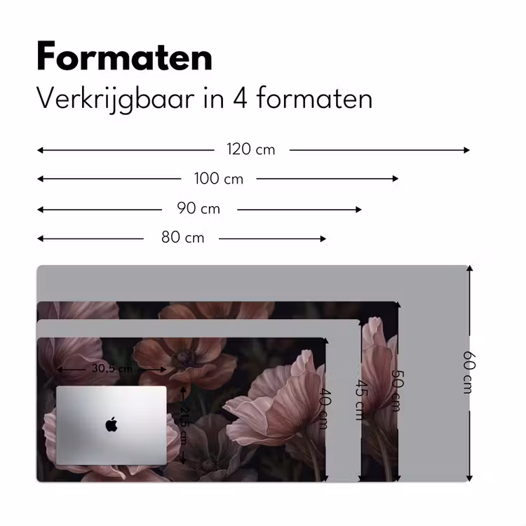 Bloemen - Natuur - Roze - Donker - Modern Muismat XXL klein -sfeer5