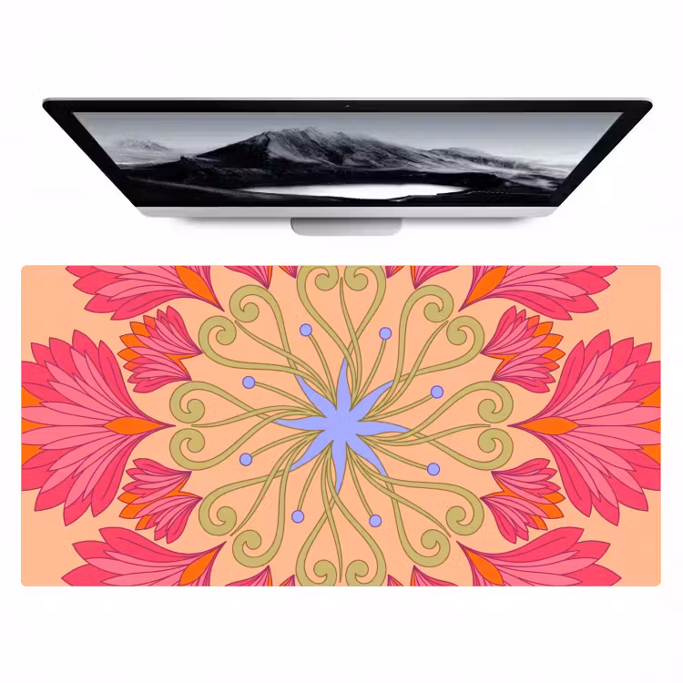 Bloemen - Patroon - Abstract - Roze - Decoratief Muismat XXL klein -zzz3d