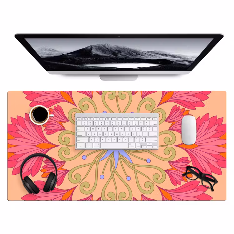 Bloemen - Patroon - Abstract - Roze - Decoratief Muismat XXL klein -3d