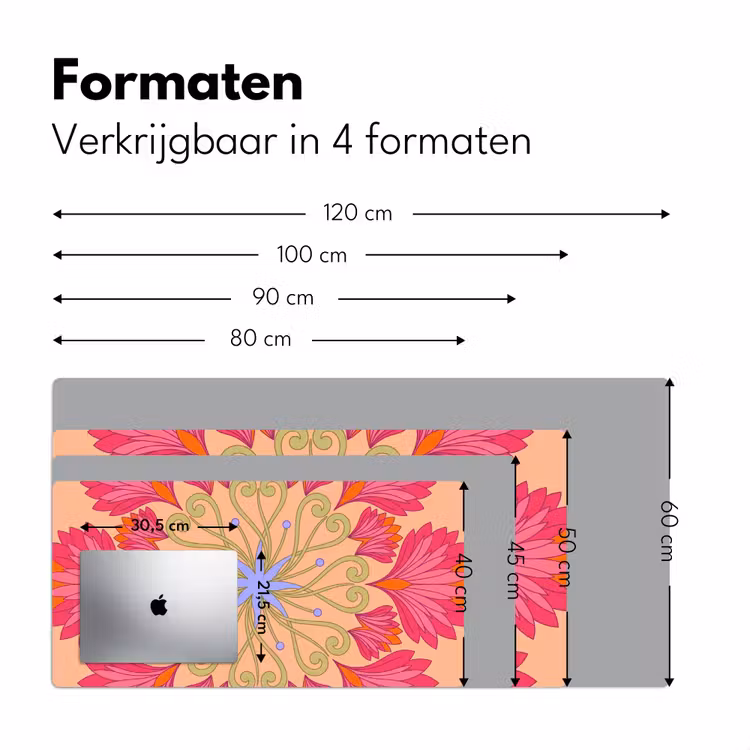 Bloemen - Patroon - Abstract - Roze - Decoratief Muismat XXL klein -sfeer5