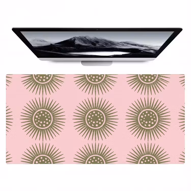 Bloemen - Patroon - Abstract - Roze - Groen Muismat XXL klein -zzz3d