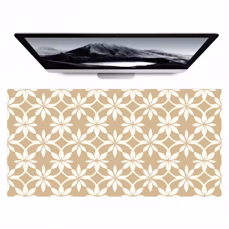 Bloemen - Patroon - Beige Muismat XXL klein 681 -zzz3d