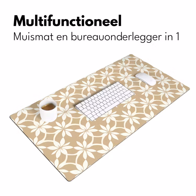 Bloemen - Patroon - Beige Muismat XXL klein 681 -sfeer4