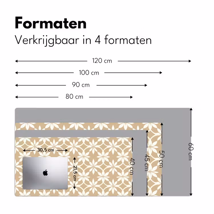 Bloemen - Patroon - Beige Muismat XXL klein 681 -sfeer5