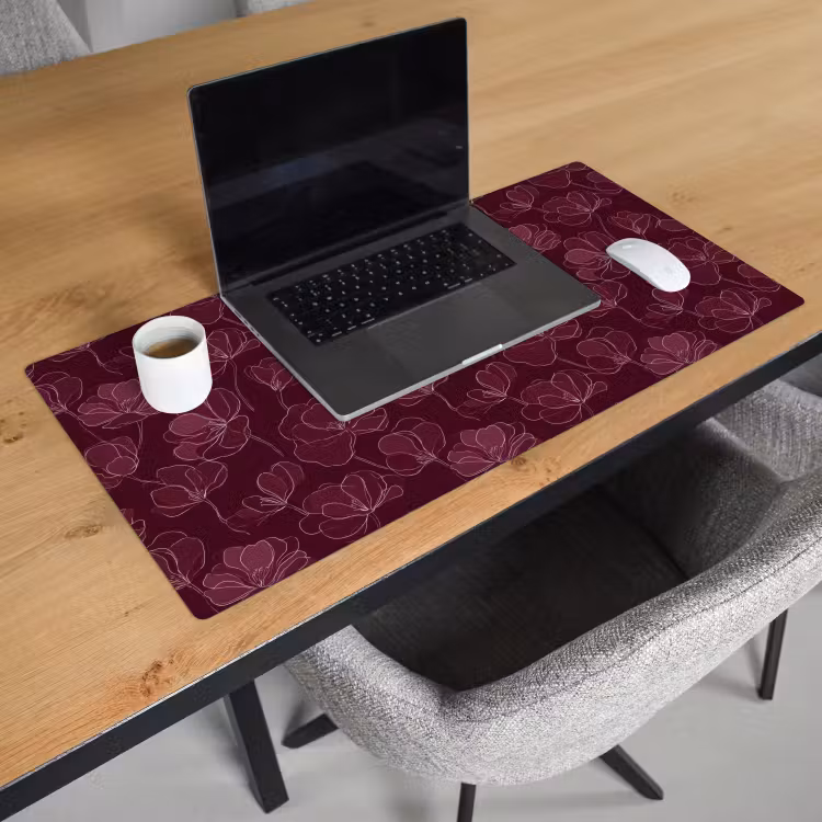 Bloemen - Patroon - Bordeauxrood Muismat XXL klein 681 -sfeer1