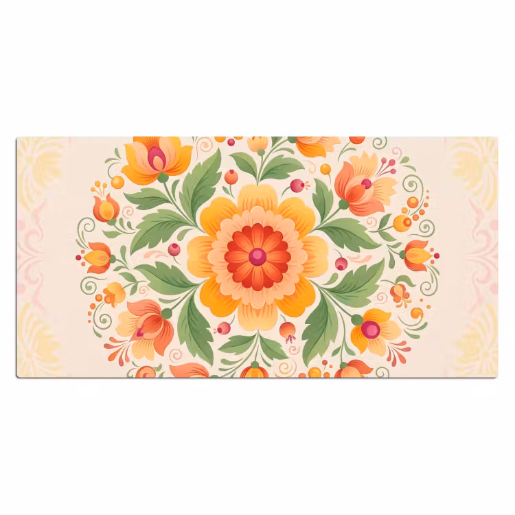 Bloemen - Patroon - Decoratief - Oranje Muismat XXL klein -3d_leeg