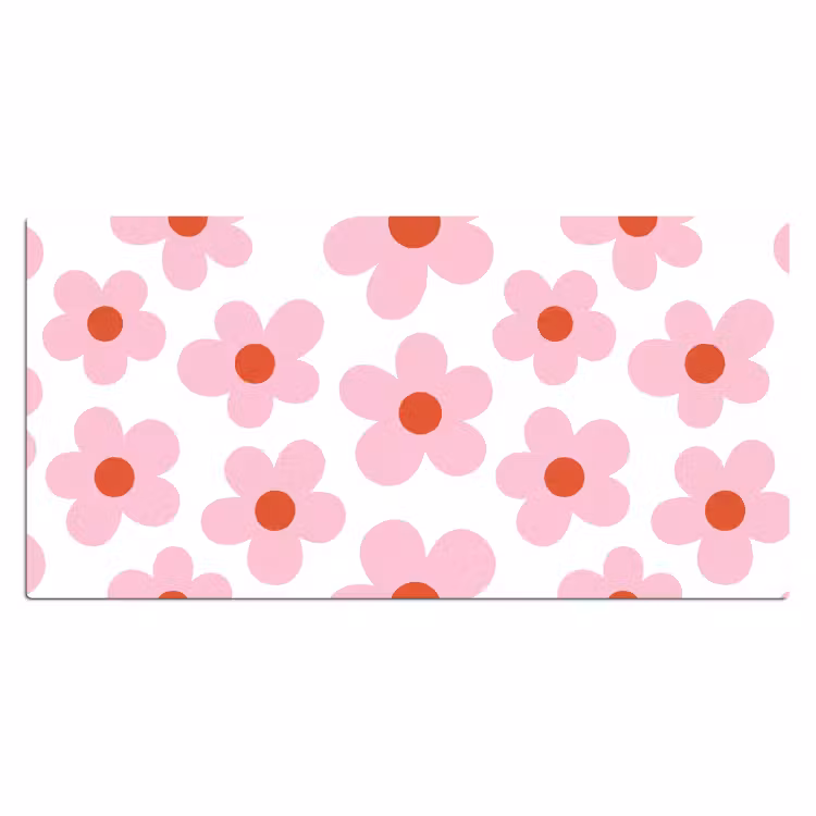 Bloemen - Patroon - Modern - Roze - Wit Muismat XXL klein -3d_leeg