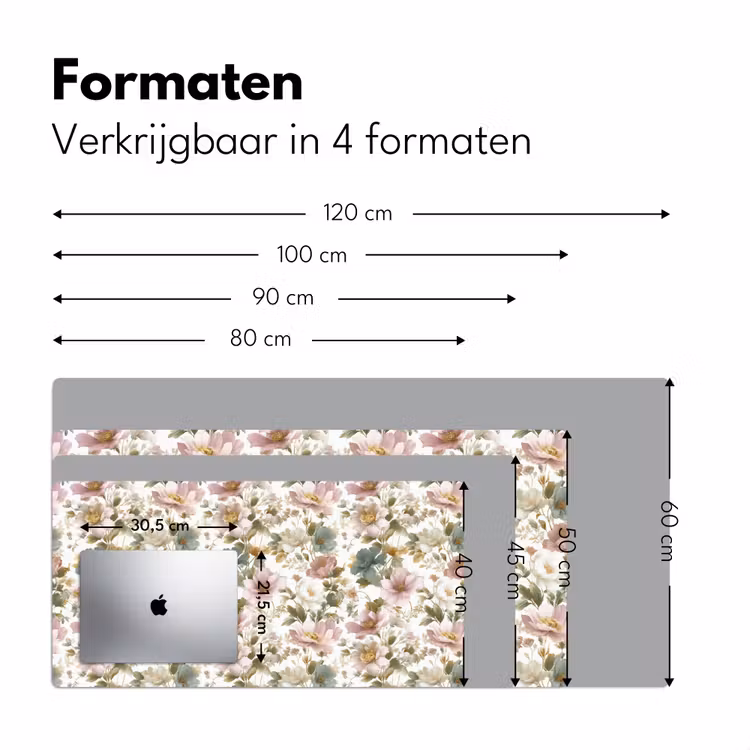 Bloemen - Patroon - Pastel Muismat XXL klein 681 -sfeer5