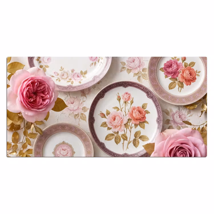 Bloemen - Patroon - Vintage - Roze - Decoratie Muismat XXL klein -3d_leeg