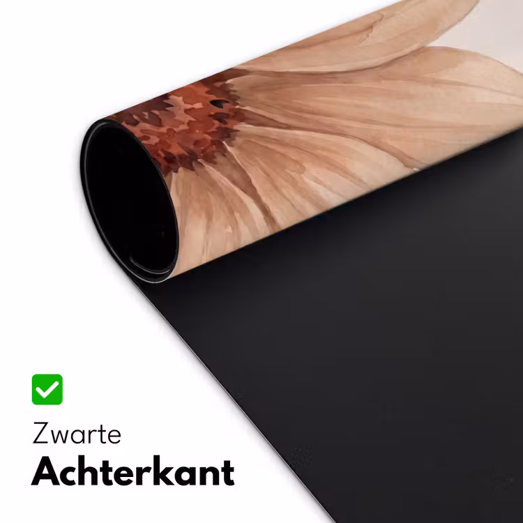 Bloemen - Bloemblad - Natuur - Aquarel - Beige Muismat XXL klein -sfeer2