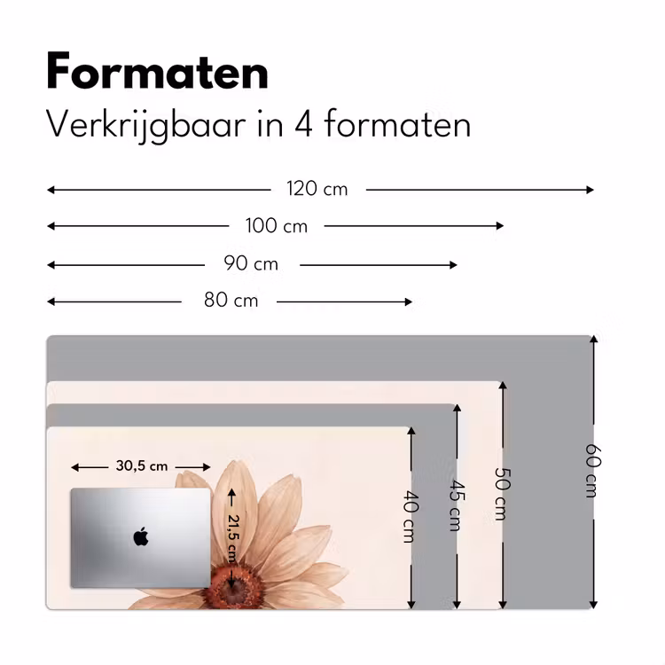 Bloemen - Bloemblad - Natuur - Aquarel - Beige Muismat XXL klein -sfeer5