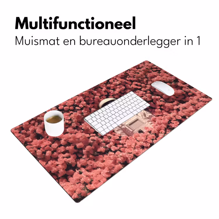 Bloemen - Roze - Astronaut Muismat XXL klein -sfeer4