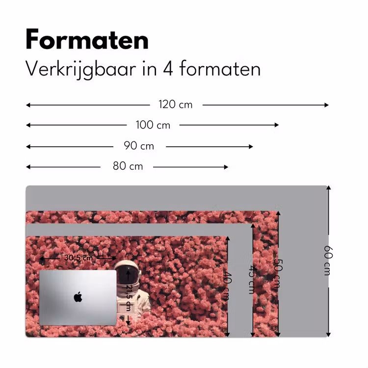Bloemen - Roze - Astronaut Muismat XXL klein -sfeer5