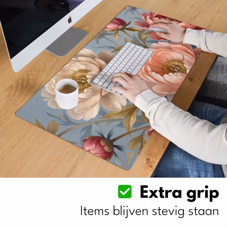 Bloemen - Roze - Beige - Modern - Natuur Muismat XXL klein -sfeer3