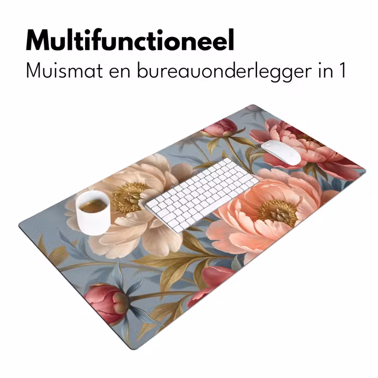 Bloemen - Roze - Beige - Modern - Natuur Muismat XXL klein -sfeer4