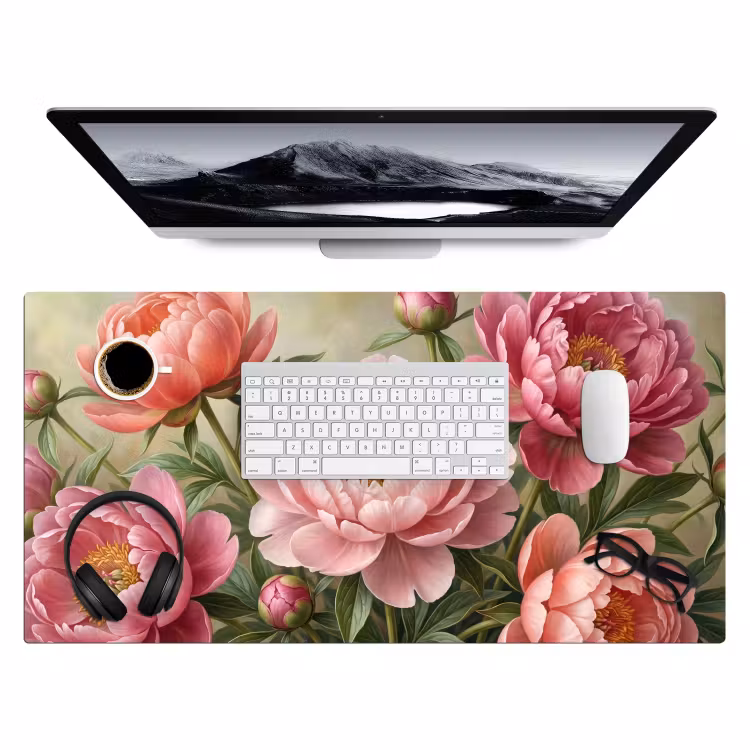 Bloemen - Roze - Klassiek - Gedetailleerd - Natuur Muismat XXL klein -3d