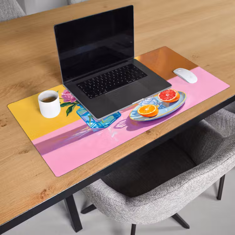 Desk Mat - Flowers - Pink - Modern - Bloemen - Roze - Modern Muismat XXL klein