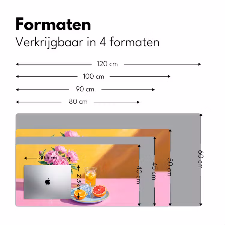Desk Mat - Flowers - Pink - Modern - Bloemen - Roze - Modern Muismat XXL klein