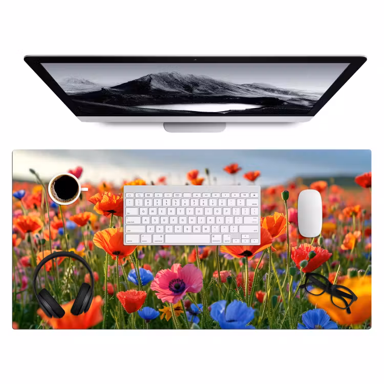 bloemen-klaprozen-kleurrijk-natuur Muismat XXL klein -3d