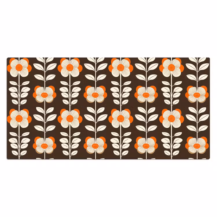 Bloemen - Retro - Bruin Muismat XXL klein 681 -3d_leeg