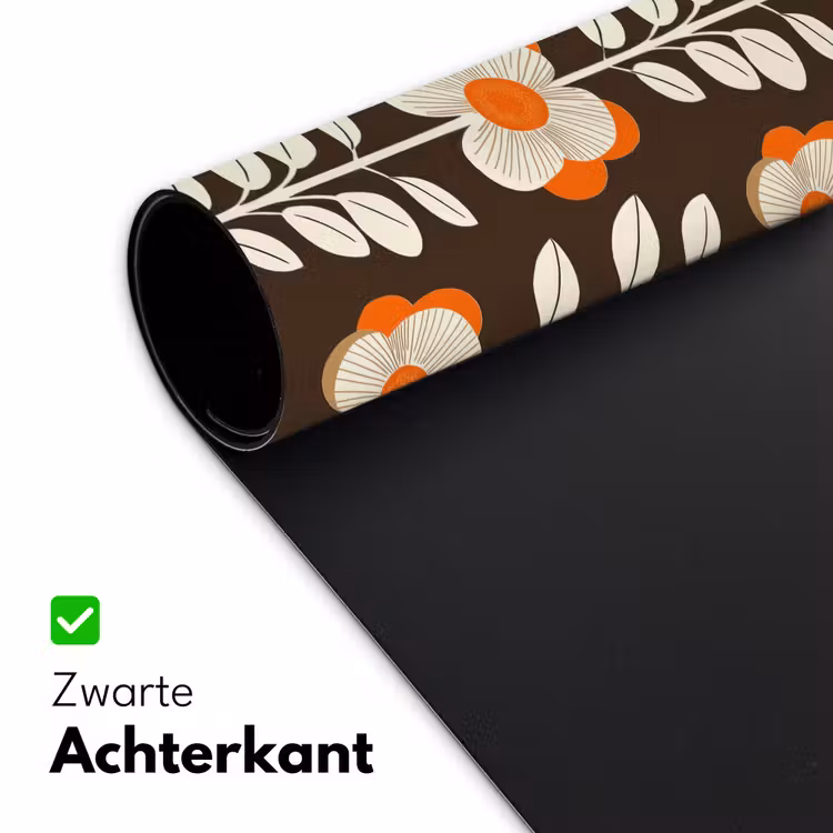 Bloemen - Retro - Bruin Muismat XXL klein 681 -sfeer2