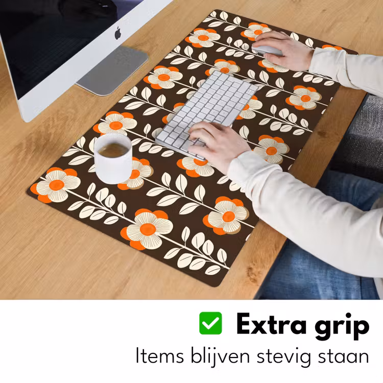 Bloemen - Retro - Bruin Muismat XXL klein 681 -sfeer3